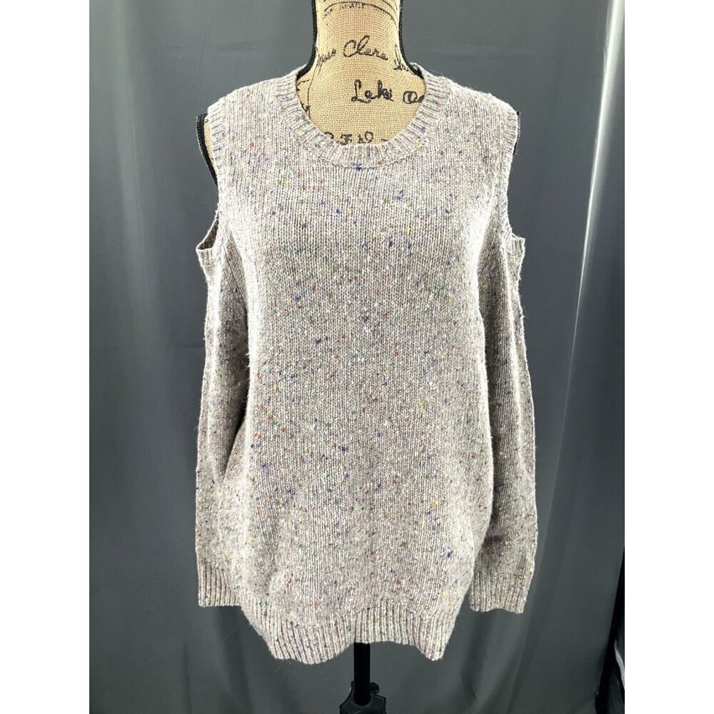 Rebecca Minkoff Sweater Women L‎ Cold Shoulder Crewneck Confetti Merino Wool
